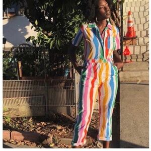 Nooworks salvation coveted stripe jumpsuit